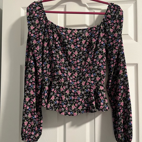 Tops - Elegant Floral Long Sleeve Blouse